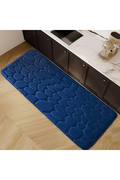 Choice 40cm x 60cm Blue 1pc Pebble Design Kitchen Floor Mat Thick Soft Washable Non-slip Absorbent Home Dec