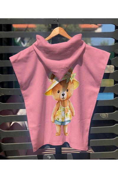 milroma Teddy Pattern Digital Printed Cotton Poncho Towel 60X60 cm