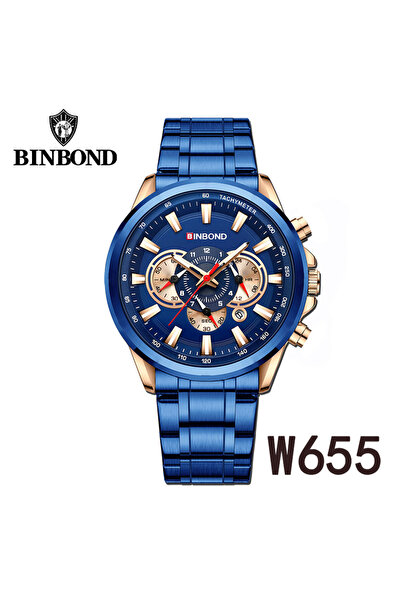 Choice رقم W655 ساعة كوارتز رجالية فاخرة من ماركة BINBOND باللون الوردي والأز...