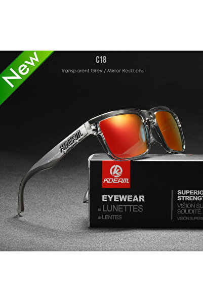 Choice نظارات شمسية مربعة KDEAM 2022 للرجال، عاكسة باللون الأحمر C18، مناسبة ...