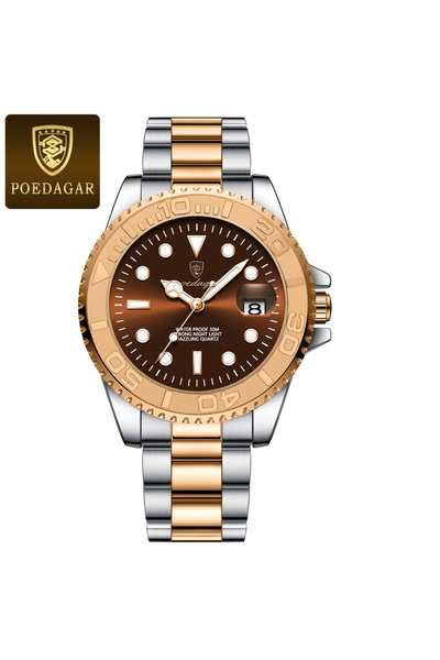 Choice ساعة رجالية فاخرة من الذهب الوردي 680 مقاومة للماء ومضيئة وتاريخ من الفولاذ المقاوم للصدأ للرجال