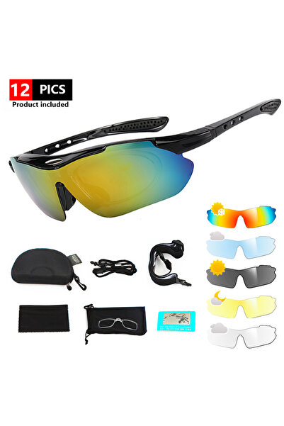 Choice نظارات شمسية سوداء مستقطبة رياضية لركوب الدراجات للنساء والرجال، نظارا...