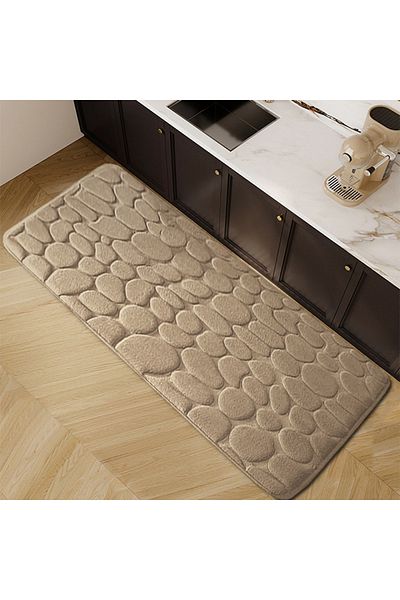 Choice 50cm x 120cm Apricot 1pc Pebble Design Kitchen Floor Mat Thick Soft Washable Non-slip Absorbent Home