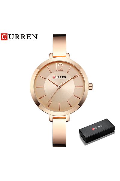 Curren rose box CURREN Fashion Gold Women Watches Stainless Steel Ultra Thin Quartz Watch Woman Romantic Cl