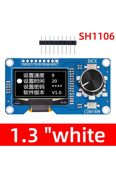 Choice 1.3 inch white BS 0.96/1.3 inch white oled display screen combined with EC11 rotary encoder module I