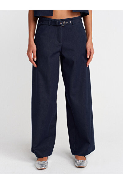 Dilvin 71665 Kemerli Geniş Paça Jean-Lacivert
