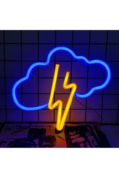 Choice Thunderstorm-Yellow 1pc, cool neon light battery/USB power supply, game room bedroom party, wedding