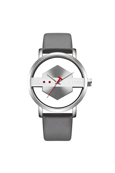 Choice Grey TOMI Fashionable and Minimalist Men's Leather Watch Strap Personalized Hollow Perspective Glass