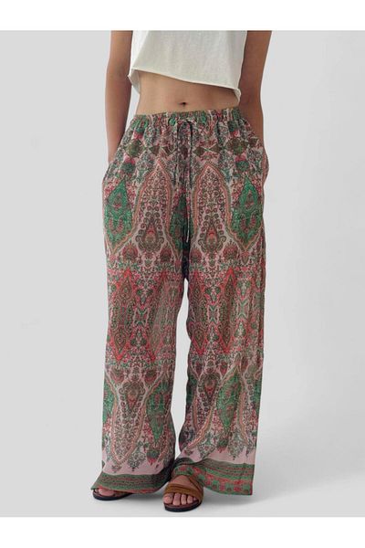 Retrobird Design Shorts Lined Chiffon Trousers Women Coral
