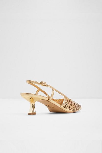 Aldo Elegant - Γυναικεία ψεύτικα δερμάτινα χρυσά παπούτσια με μικροσκοπικό τακούνι