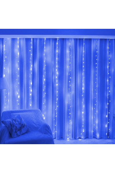 Choice 3x2M Blue 3/6M USB LED Curtain 8Modes Remote Control String Lights Holiday Wedding Fairy Garland Lig