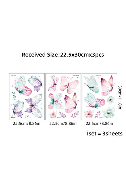 Choice BR0275C 17pcs Watercolor Pink Flying Butterflies Pattern Wall Stickers...