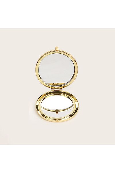 Choice Gold Round Double Side Metal Pocket Mirror Makeup Folding Mirror Hand Held Make Up Mini Mirror Cosme