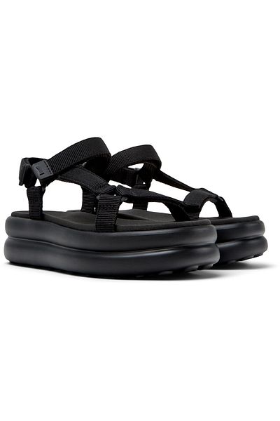 CAMPER Women's Black Hook And Loop Sandals with Comfortable High Sole for Daily Use PelotasFlotaUp