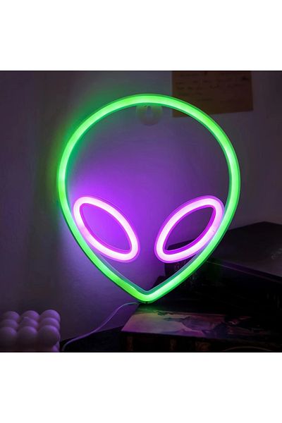 Choice Alien-PurpleGreen 1pc, cool neon light battery/USB power supply, game room bedroom party, wedding gi