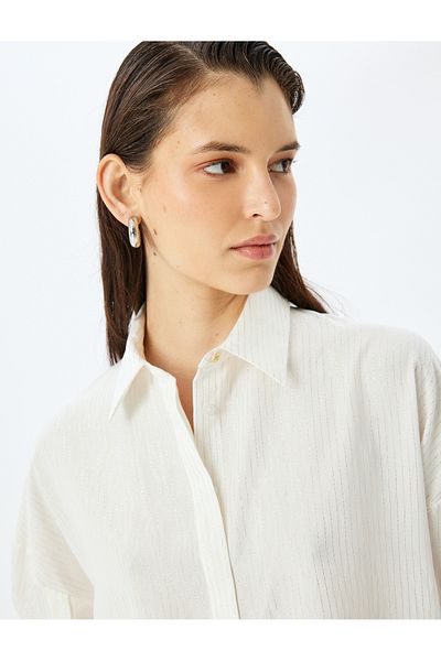 Koton white stripe Oversized Shirt