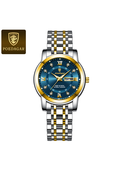 Choice ساعة يد نسائية فاخرة من الذهب الأزرق S مقاومة للماء ومضيئة وتاريخ الأس...