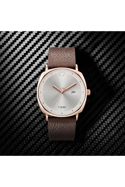 Choice ساعة تومي للرجال باللون البني الذهبي، ساعة رياضية عصرية بسيطة، تقويم، جلد، كوارتز، كاجوال