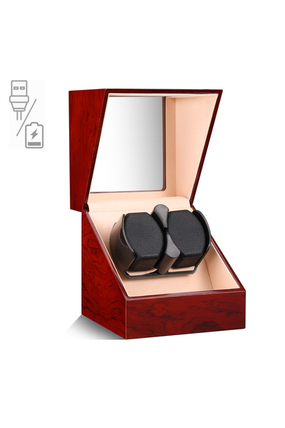 Choice M12032 Embers Luxry ساعة واحدة مع بطارية خشبية وصندوق ساعة هزاز أوتوماتيكي مع تخزين زجاجي