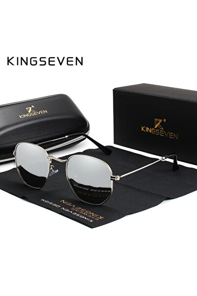 Choice نظارات شمسية عاكسة من KINGSEVEN للرجال بتصميم سداسي عتيق، نظارات شمسية...