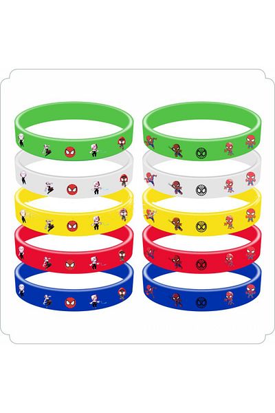Miniso 10pcs Bracelet Spiderman Party Favors Gifts Spidey Slap Bracelets Silicone Wristbands Goodie Bag Stu