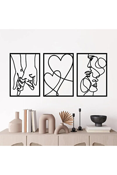 HELLOYOUNG لوحة جدارية معدنية بخطوط بسيطة TY5382 - لمسة جمالية على شكل قبلة ي...