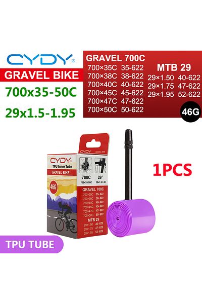 Choice 45mm 46G 700x35-50C 1PCS 46g CYDY TPU Inner Tube 700C GRAVEL Bike 700x35-50C For 35C 38C 40C 45C 50C