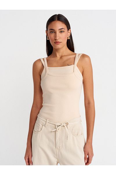 Dilvin 21105 Double Strap Tank-Top-Stone