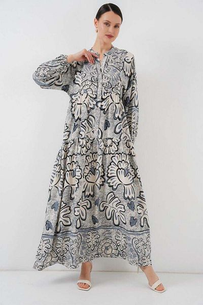 Aymood 2423 Rochie Hijab Autentică cu Motiv - K. Antracit