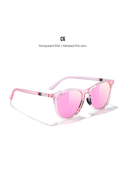 choice2 C6 Pink Mirror KDEAM Round Shaped Oversized Sunglasses Women The Polarized Lens & Flexible Rubber Br