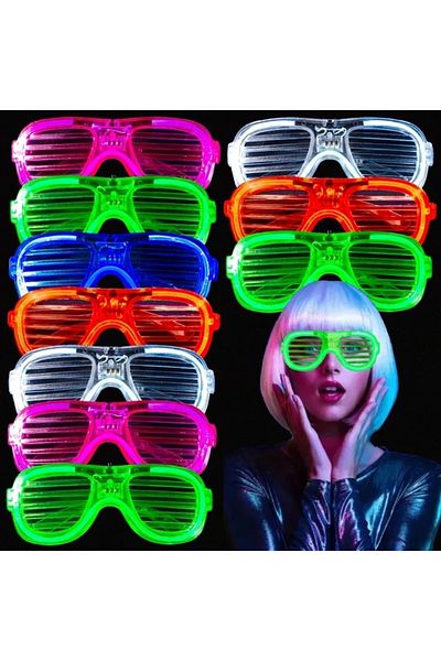 Choice randomly 10pcs Glow in the Dark LED Eyeglasses Multiple Neon Colors Blinds Lampshade Glasses Christm