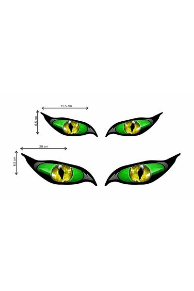 Quun Monster Eyes Headlight, Hood, Bumper, Car, Motorcycle, Helmet, Laptop, Glass 4 Pieces