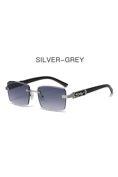 Choice Silver-grey Wood Grain Legs Cheetah Decorative Sunglasses Colorful Retro Frameless Square Leopard He