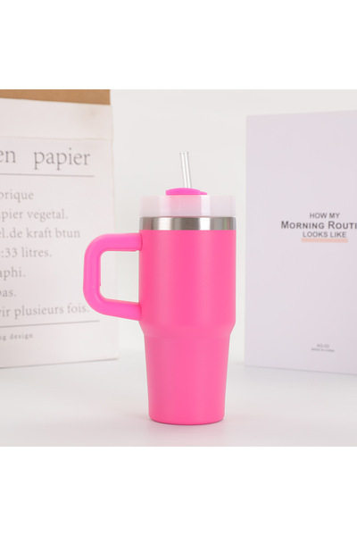 Choice كوب سيارة وردي اللون سعة 14 أونصة مع مقبض وكوب قهوة مفرغ مزدوج الطبقات...