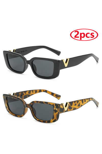 Choice كما هو موضح في الصورة 2 نظارات شمسية مستطيلة أنيقة باللون الأسود بنقشة...