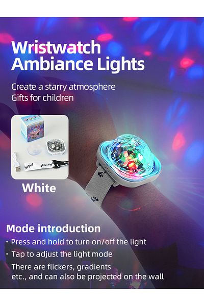 Choice White Nachtlampje Portable Stage Lights Disco LED Colorful Sound Control Lamp Wearable Wrist Ambient