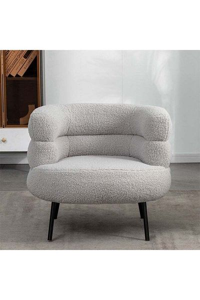 Taimi Elegant Design Boucle Chair, Bedroom, Boucle Chair for Living Room and Office - Gray