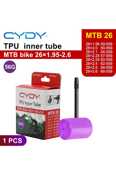Choice 45mm 26x1.95-2.6 1pcs CYDY MTB TPU Bicycle Inner Tube 26''/27.5''/29''x1.95 2.0 2.1 2.25 2.35 2.4 2.