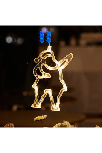 Choice زينة نافذة سانتا كلوز على شكل ندفة ثلجية لعيد الميلاد مزودة بإضاءة LED...