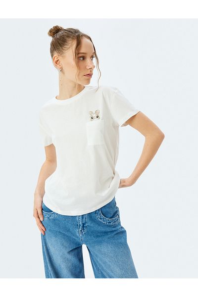Koton ecru Printed T-Shirt