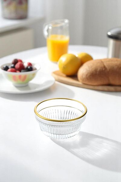 TrendDeco Set of 6 Gold Gilded Glass Sauce Bowl and Jam Bowl