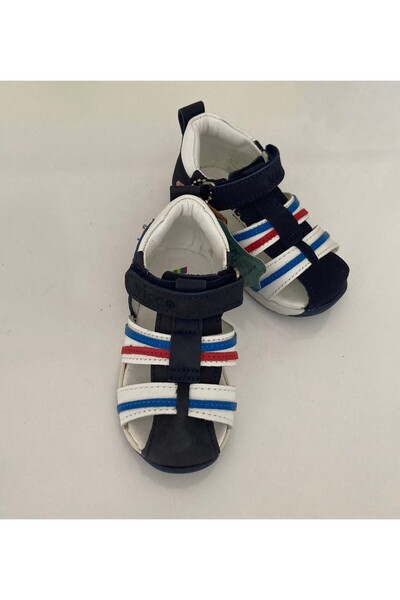 Vicco Erkek Bebek Hakiki Deri ve Ortopedik Tabanlı İlk Adım Sandalet