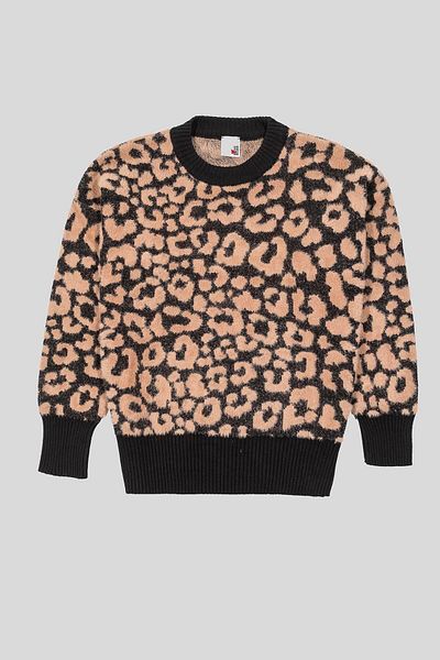GMG FIRENZE Crew Neck Leopard Patterned Women's Sweater