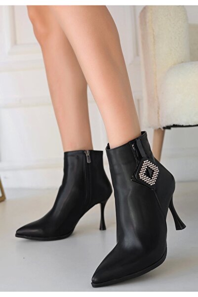 Erbilden Moose Black Leather Heeled Boots
