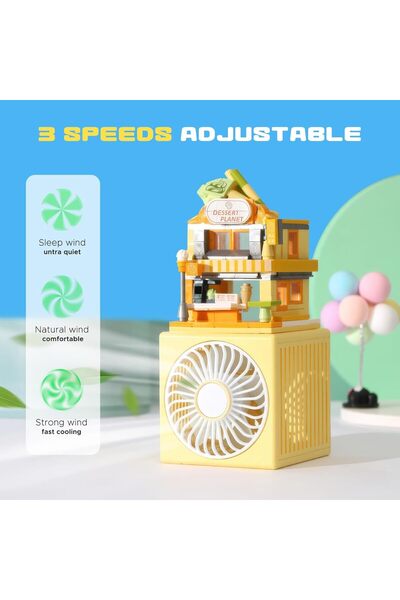 Fan Küçük Masa Vantilatörü, USB Şarj Edilebilir Pil, 3 Hız Güçlü