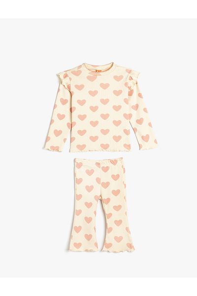 Koton Printed sweatshirt and sweatpants, cotton jogging set.