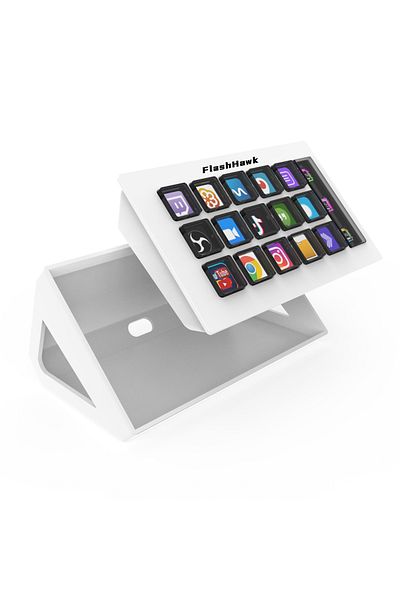 FlashHawk Stream Controller - Streaming Keyboard Deck with 15 LCD Macro Keys Customizable to Trigger Actions