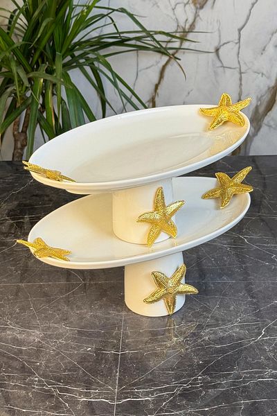 MAY HOME Starfish Porcelain Serving Presentation Set Oval