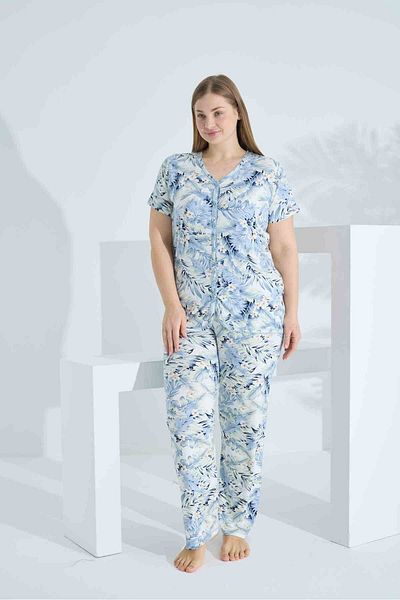 Etoile Bamboo Short Sleeve Button down Plus Size Women's Pajamas Set 74057
