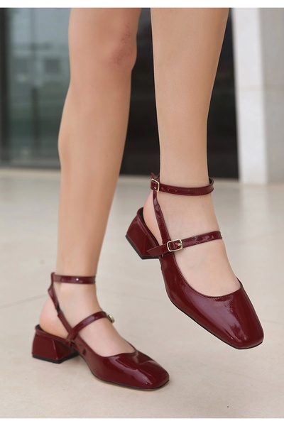 Erbilden Karmi Burgundy Patent Leather Heeled Shoes